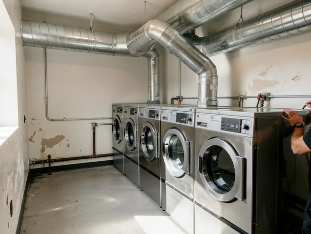 Littleton Dryer Vent Cleaning team performing large-scale commercial dryer vent cleaning in Littleton