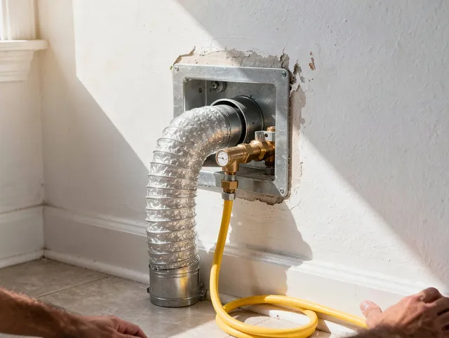 Littleton Dryer Vent Cleaning certified technician performing specialized gas dryer vent cleaning in Littleton